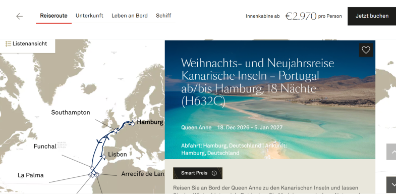 Queen Anne Weihnachts- und Silvesterreise  ab Hamburg